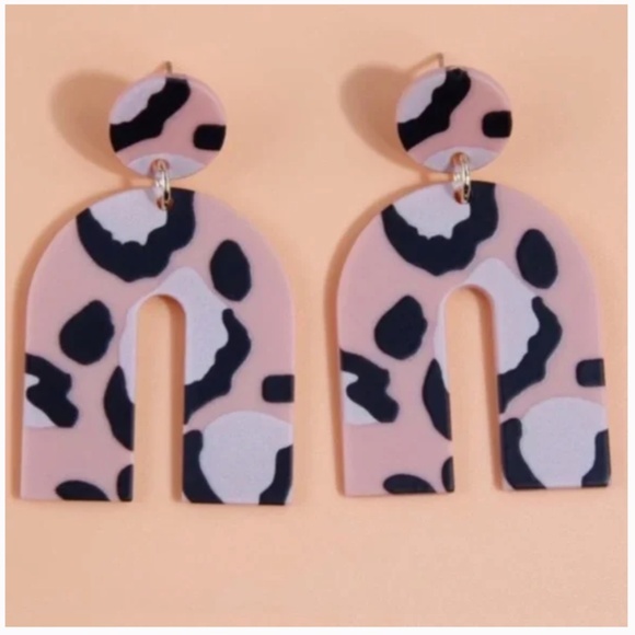 ❤️ FREE Leopard Modern Minimalist Peasant Cottage Farm Art Deco Boho Earrings - Picture 2 of 4